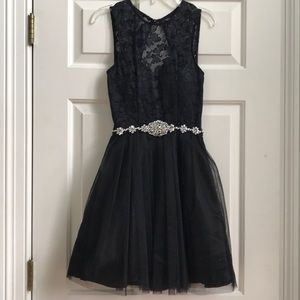 Black Rhinestone Formal Cocktail Dress LBD